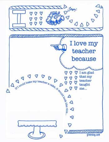 Teacher Appreciation - I Love My Teacher from Giver's Log