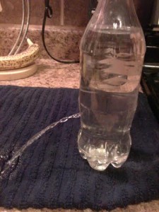 water experiment 5, leaky bottle