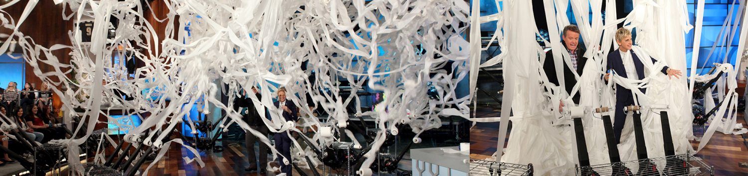 Toilet Paper Launcher Mess on Ellen Show Steve Launching Toilet Paper on The Ellen Show