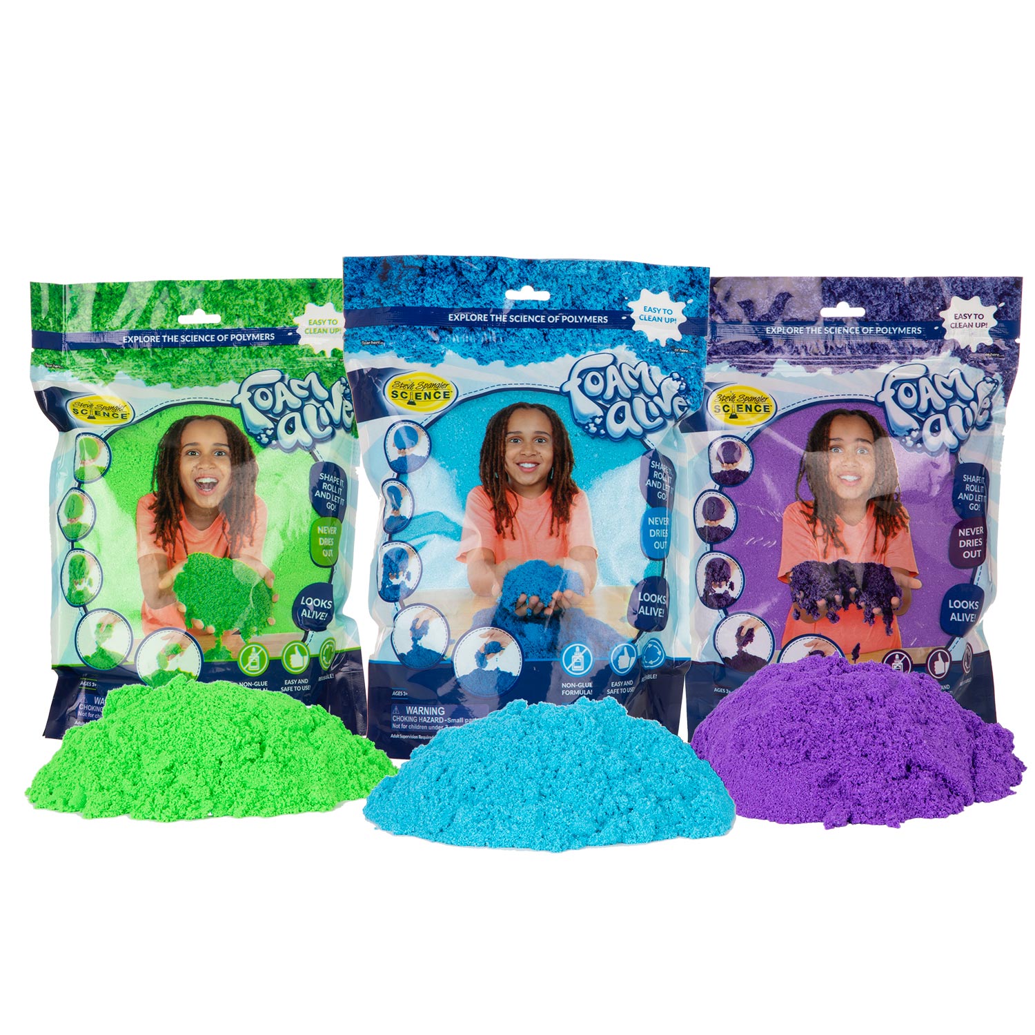 Hands-On STEM Learning Activity Steve Spangler Science Foam Alive Fun & Easy Science Experiment Kit Learn About Polymers & Non-Newtonian Substances Green 1lb Bag at-Home Science Kit for Kids 